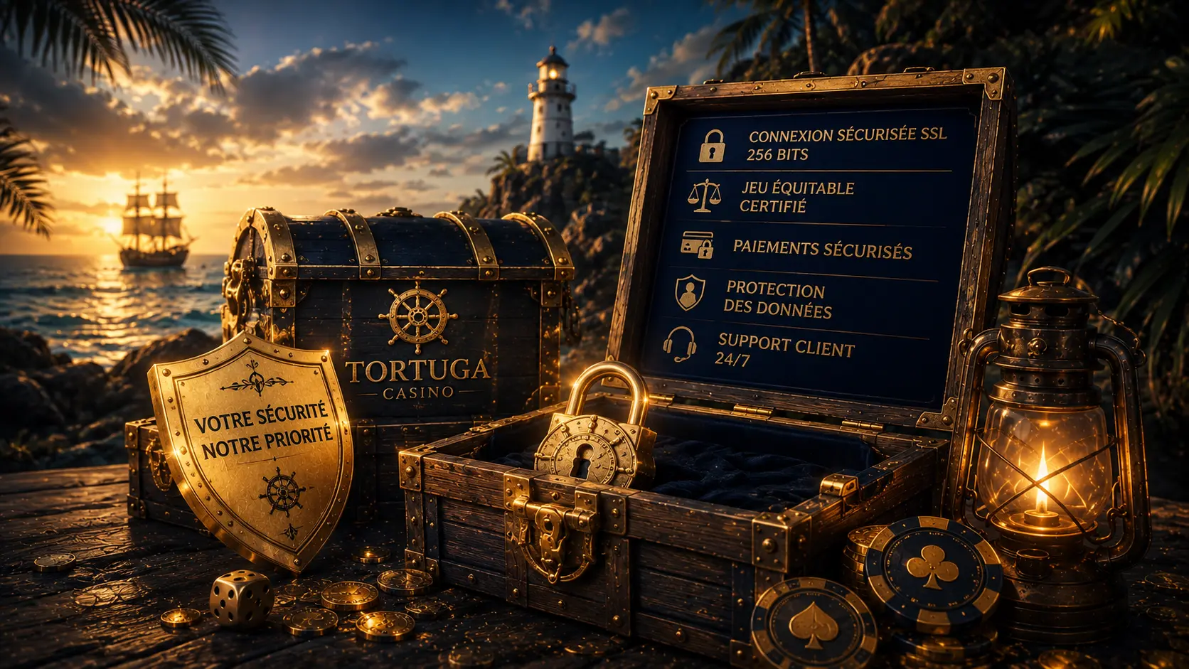 Sécurité de Tortuga Casino : chiffrement SSL, jeux audités et licence de Curaçao